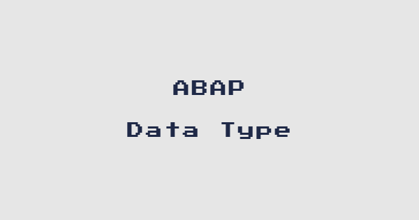 ABAP 데이터 타입